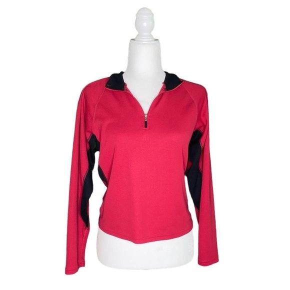 Avia Tops - VINTAGE AVIA SPORTS LONG-SLEEVE W/ ZIPPER HALF-PLACKET · FITS S/M